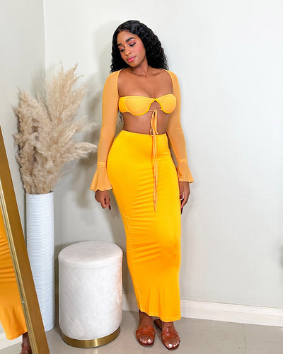 Sun-Kissed Allure Two Piece Skirt Set