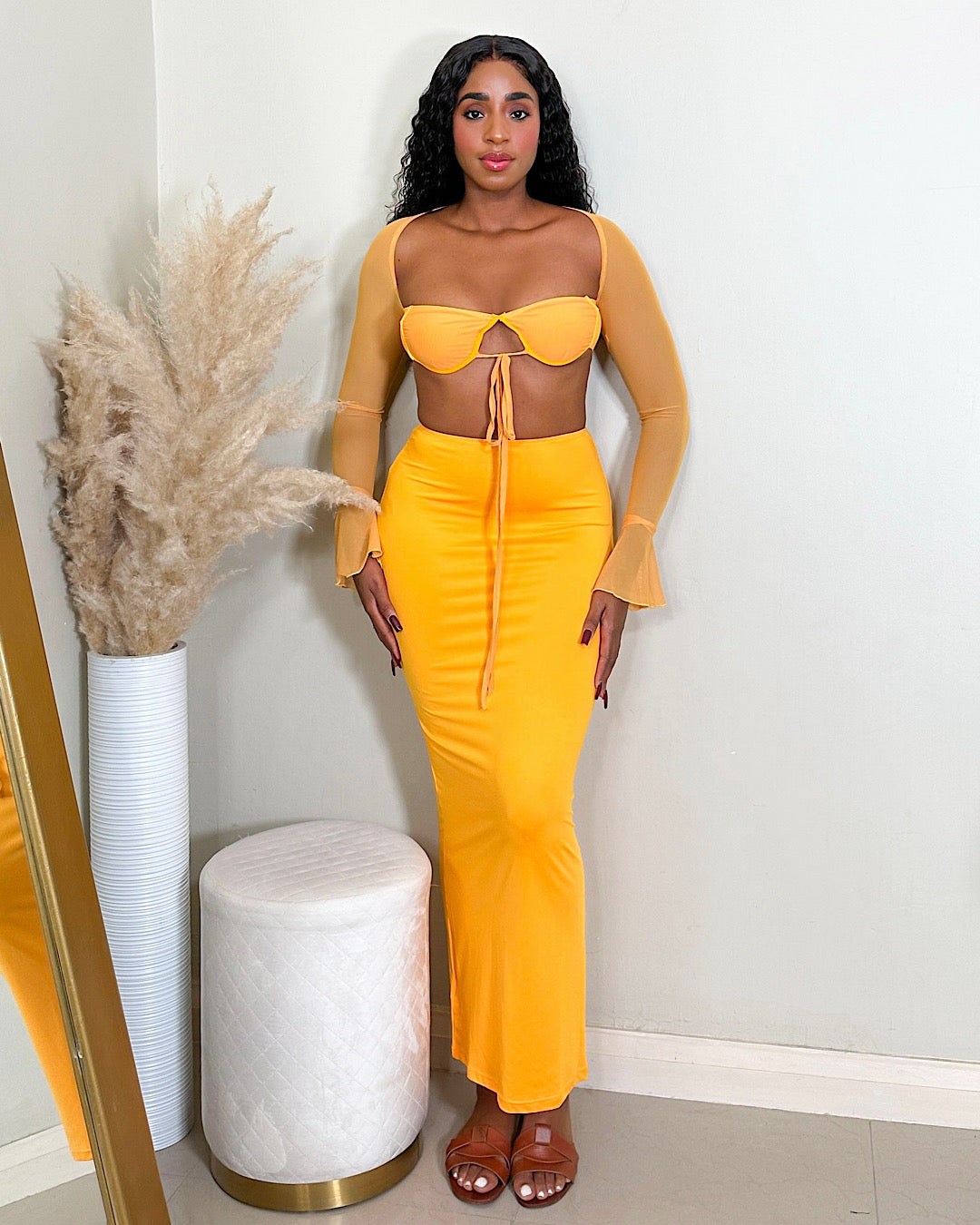 Sun-Kissed Allure Two Piece Skirt Set
